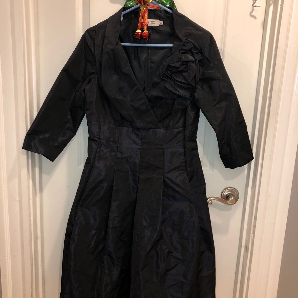 Rickie Freeman for Teri Jon Blk 3/4 sleeve Dress 8